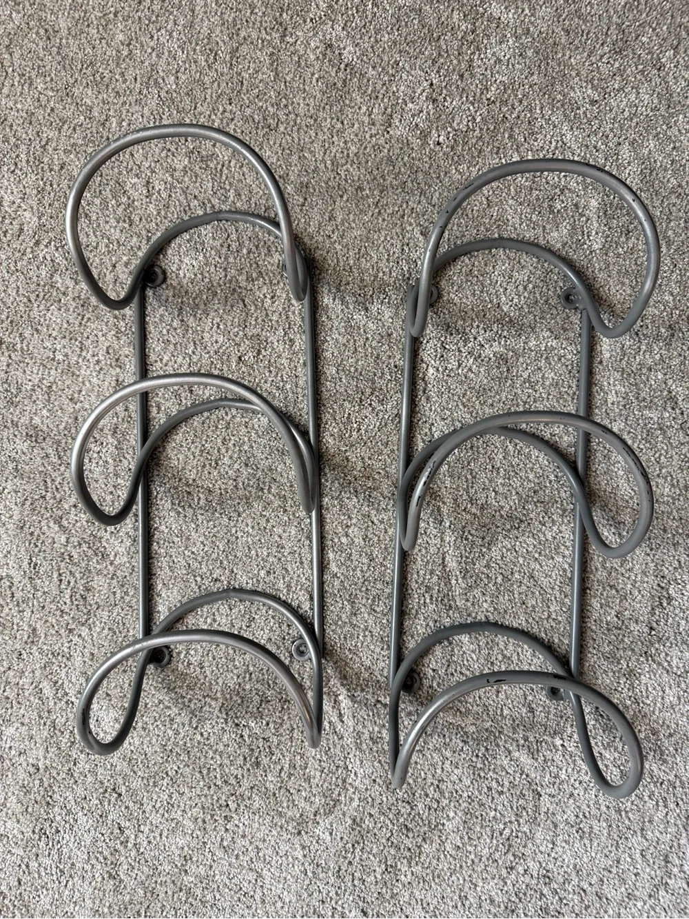 Wallniture Gray Metal Wall Towel Racks. 3 Rungs Each.